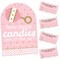 Big Dot of Happiness Hello Little One - Pink and Gold - How Many Candies Girl Baby Shower Game - 1 Stand and 40 Cards - Candy Guessing Game